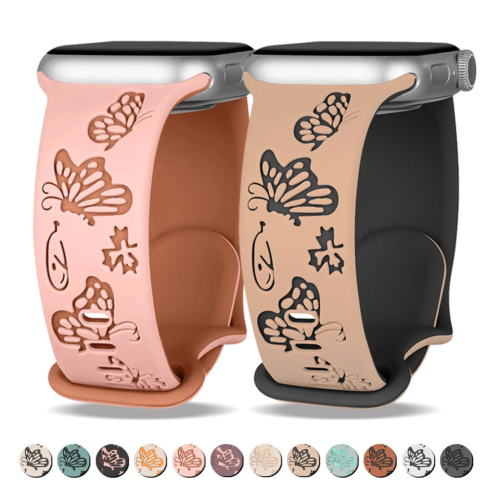 Floral Butterflies Silicone Band